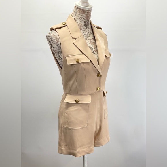 ALICE & OLIVIA Beige PHILLIS sleeveless romper size 4 - Picture 8 of 16